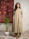 Sufiana Rang – Sand Beige Cotton Coord Set with Subtle Embroidery