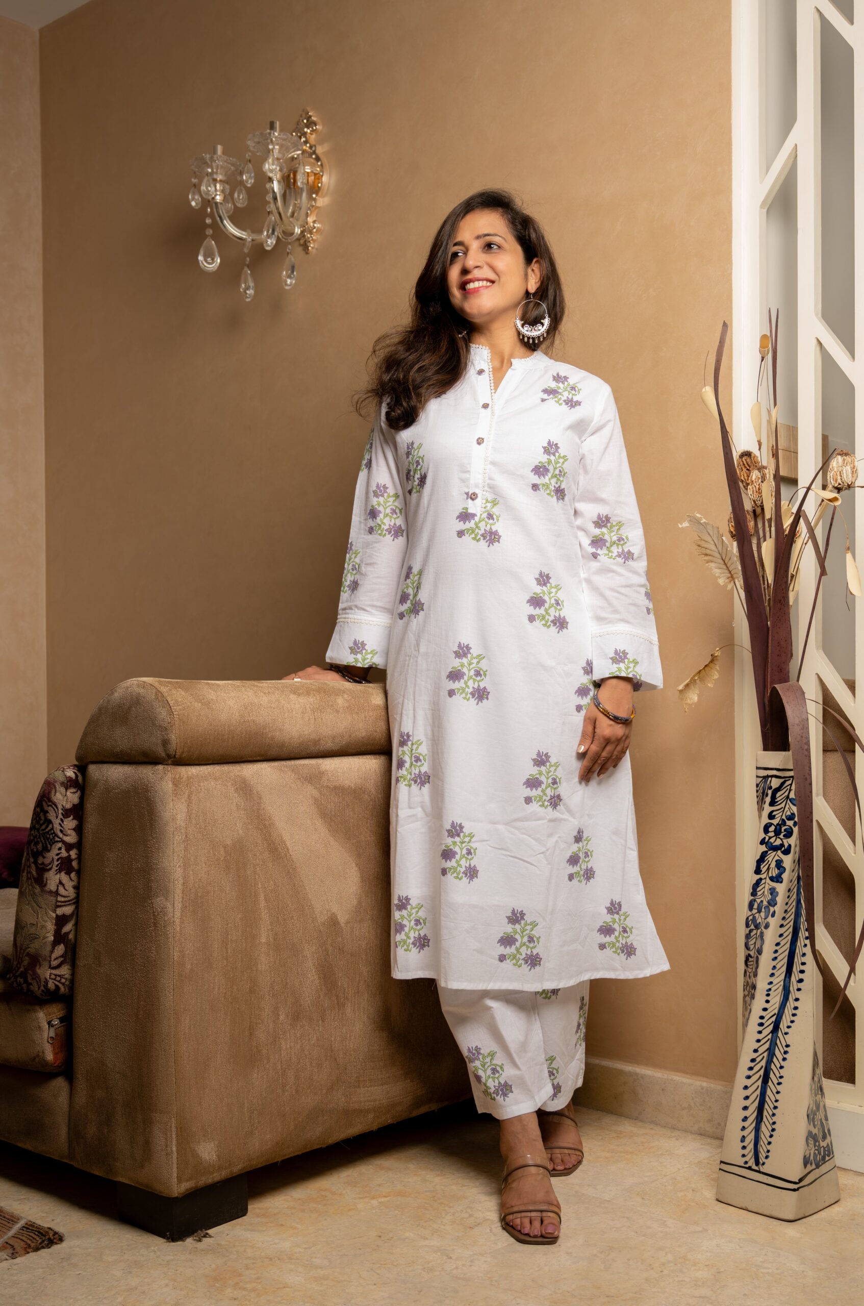 White Blossom – Cotton Kurta Set - Image 3