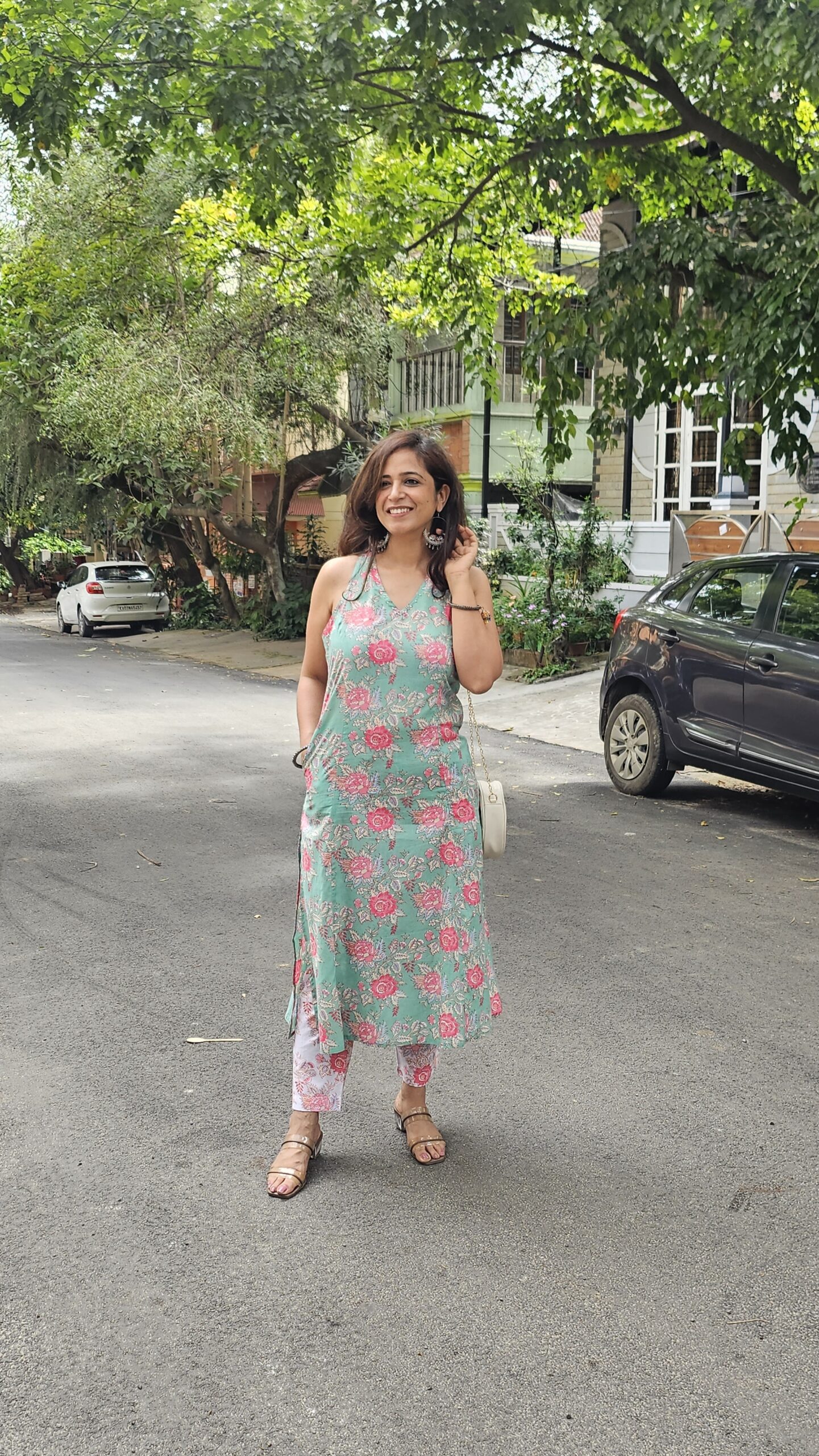 Pastel Green Floral Print Halter Neck Co-ord set - Image 3