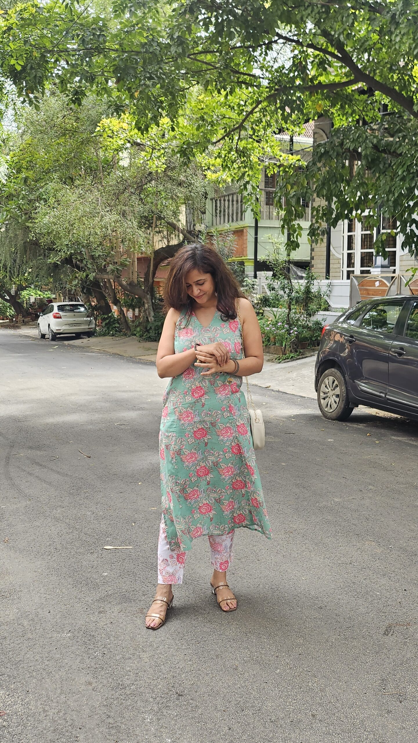 Pastel Green Floral Print Halter Neck Co-ord set - Image 2